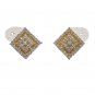 Vintage Round Cut CZ Rhombus Stud Earrings Yellow Gold Plated Elegant Posts