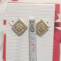 Vintage Round Cut CZ Rhombus Stud Earrings Yellow Gold Plated Elegant Posts