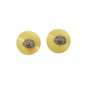 Vintage Round Yellow Bakelite Button Stud Earrings Posts