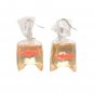 Vintage Goldfish In A Water Bag Resin Dangle Drop Earrings Silver Plated Hook