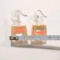Vintage Goldfish In A Water Bag Resin Dangle Drop Earrings Silver Plated Hook