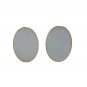 Vintage Oval Cut Light Gray Bakelite Stud Earrings Yellow Gold Plated Posts