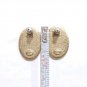 Vintage Oval Cut Light Gray Bakelite Stud Earrings Yellow Gold Plated Posts