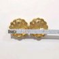 Vintage Beige Enamel Ank Round Stud Button Earrings Yellow Gold Plated Posts