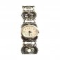 Antique Women`s Wrist Watch Bergland Filigree Sterling Silver Pearls Garnets