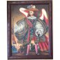 Cusco Peru Painting Archangel Warrior Acabucero Antique Art Oil on Canvas Framed