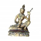 Antique Thai Buddha Sculpture Statue Gold Guilted Bronze 17c Playing Instrument Antique Thai Buddha Sculpture Statue Gold Guilted Bronze 17c Playing Instrument