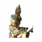 Antique Thai Buddha Sculpture Statue Gold Guilted Bronze 17c Playing Instrument