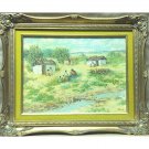 Antique Hungarian Artist  Fent Oil on Canvas Landscape Painting Signed Framed