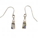 Vintage Dainty Mother Of Pearl Dangle Drop Earrings 925 Sterling Silver Hook Vintage Dainty Mother Of Pearl Dangle Drop Earrings 925 Sterling Silver Hook