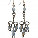 Vintage Blue White Venetian Glass Beads Dangle Drop Earrings Gun Metal Hook Vintage Blue White Venetian Glass Beads Dangle Drop Earrings Gun Metal Hook