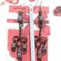 Vintage Blue White Venetian Glass Beads Dangle Drop Earrings Gun Metal Hook