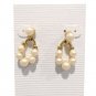 Vintage Faux Pearls Dangle Drop Earrings Yellow Gold Plated Posts