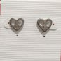 Vintage Heart Peace Stud Earrings Silver Tone Posts