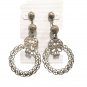 Vintage Silver Plated Wire Filigree Circle Dangle Drop Earrings Posts