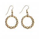 Vintage Yellow Gold Plated Circle Dangle Drop Earrings Hook Vintage Yellow Gold Plated Circle Dangle Drop Earrings Hook