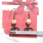 Vintage Hearts Blue Glass & Faux Pearl Dangle Drop Earrings Silver Tone Hook