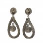 Vintage Aqua & Navy Blue Silver Tone Wire Swirl Dangle Drop Earrings Posts