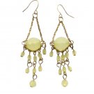 Vintage Green Chalcedony Yellow Gold Plated Chandelier Dangle Drop Earrings Hook Vintage Green Chalcedony Yellow Gold Plated Chandelier Dangle Drop Earrings Hook