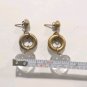 Vintage Art Glass Clear Heart Brass Circle Lampwork Dangle Drop Earrings Posts