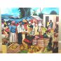 DL Milles Painting Haitian Art "Marketplace" Oil on Canvas Signed Fine Art