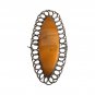 Women's Ring Russian Baltic Yellow Honey Amber 875 Silver Antique Art Nouveau