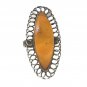 Women's Ring Russian Baltic Yellow Honey Amber 875 Silver Antique Art Nouveau
