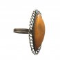 Women's Ring Russian Baltic Yellow Honey Amber 875 Silver Antique Art Nouveau