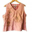 Kaelyn Max Women`s Top Short Sleeve Pink Mauve Flowers Classic Sz 14