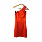 Boomode Women`s Dress Orange Satin One Shoulder Under Knees Sz S Boomode Women`s Dress Orange Satin One Shoulder Under Knees Sz S