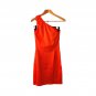 Boomode Women`s Dress Orange Satin One Shoulder Under Knees Sz S