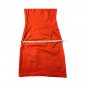 Boomode Women`s Dress Orange Satin One Shoulder Under Knees Sz S