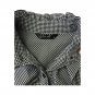 Yisili Women`s Shirt Elegant Black Grey Plaid Long Sleeve Button Up Size M