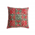 Vintage Red & Green Ornate Square Decorative Accent Throw Pillow