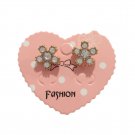 Flower Stud Earrings Yellow Gold Plated Clear Rhinestone Fashion Jewelry Gift
