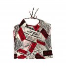 Women`s Tank Top Backless T-Shirt Top White Red Black Newspaper Design Size S