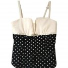 Handmade Polka Dot Black and White Top with Rhinestones Sleeveless Size S
