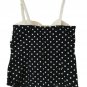 Handmade Polka Dot Black and White Top with Rhinestones Sleeveless Size S