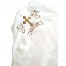 Unisex Baby Plush Hooded Bath Towel with Embroidery Cross Baptism