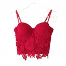 Dark red lace corset bustier lingerie Push up bra M