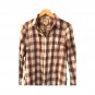 Pink Rose Women`s Shirt Long Sleeve Plaid White Brown Button Up Sz M