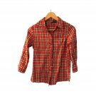 Passport Women`s Shirt 3/4 Sleeve Plaid Red White Black S Button Up 100% Cotton Passport Women`s Shirt 3/4 Sleeve Plaid Red White Black S Button Up 100% Cotton