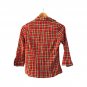 Passport Women`s Shirt 3/4 Sleeve Plaid Red White Black S Button Up 100% Cotton