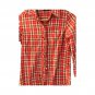 Passport Women`s Shirt 3/4 Sleeve Plaid Red White Black S Button Up 100% Cotton