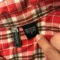 Passport Women`s Shirt 3/4 Sleeve Plaid Red White Black S Button Up 100% Cotton