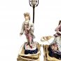 Antique Cordey Table Lamps Set of 2 Porcelain Victorian Couple w Shades