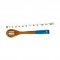 Frying Slotted Wooden Spoon  Blue Handle Kitchen Utensil Flip Wok Cooking