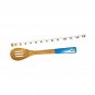 Frying Slotted Wooden Spoon  Blue Handle Kitchen Utensil Flip Wok Cooking