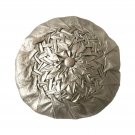 Antique Decorative Throw Pillow Round Silver Satin Moroccan
