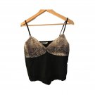 Blind Date Women`s Tank Top T-shirt Sleeveless Backless Black Animal Print M Blind Date Women`s Tank Top T-shirt Sleeveless Backless Black Animal Print M